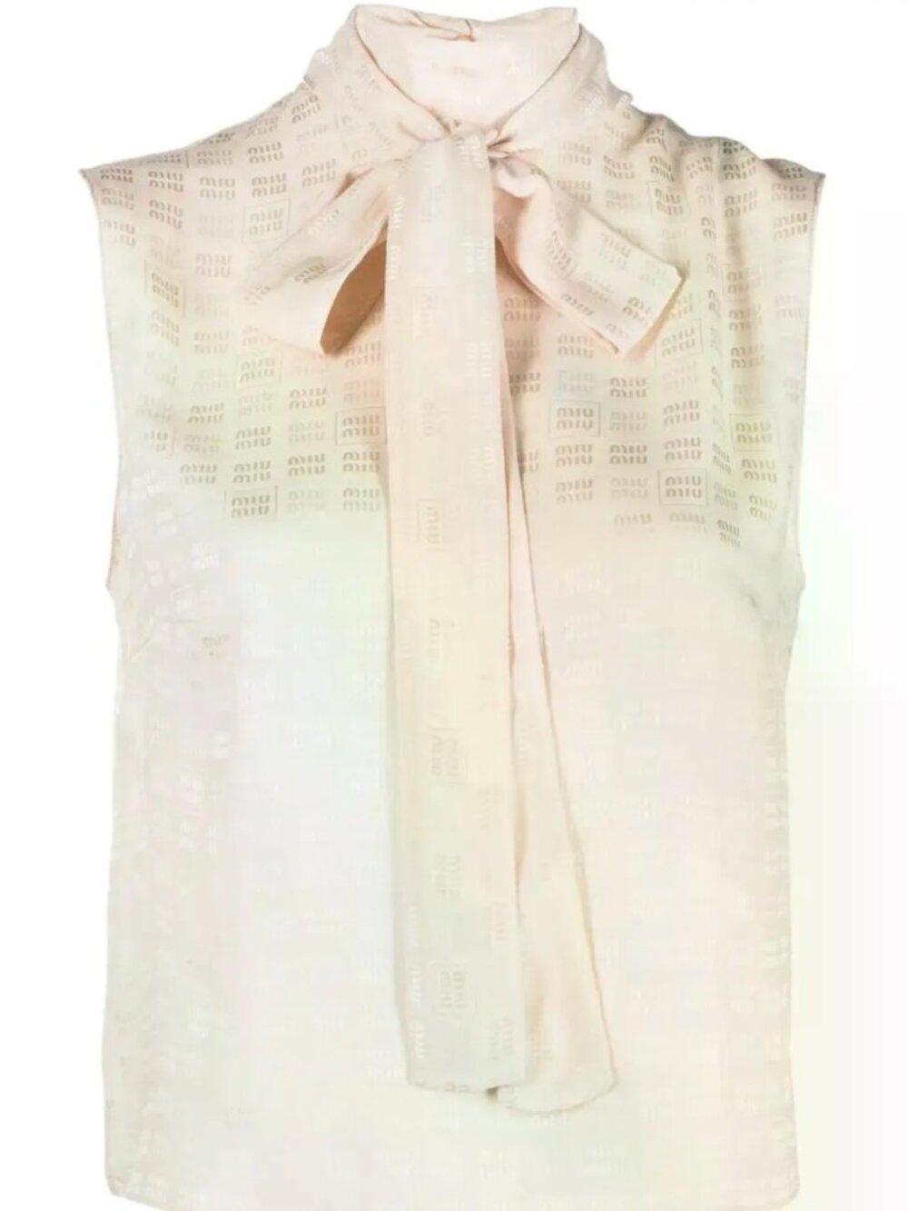 Miu Miu Logo Jacquard Scarf Detail Sleeveless Top | Silk |